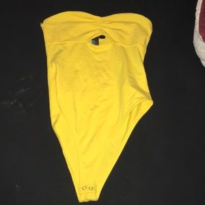 forever 21 bright yellow bodysuit